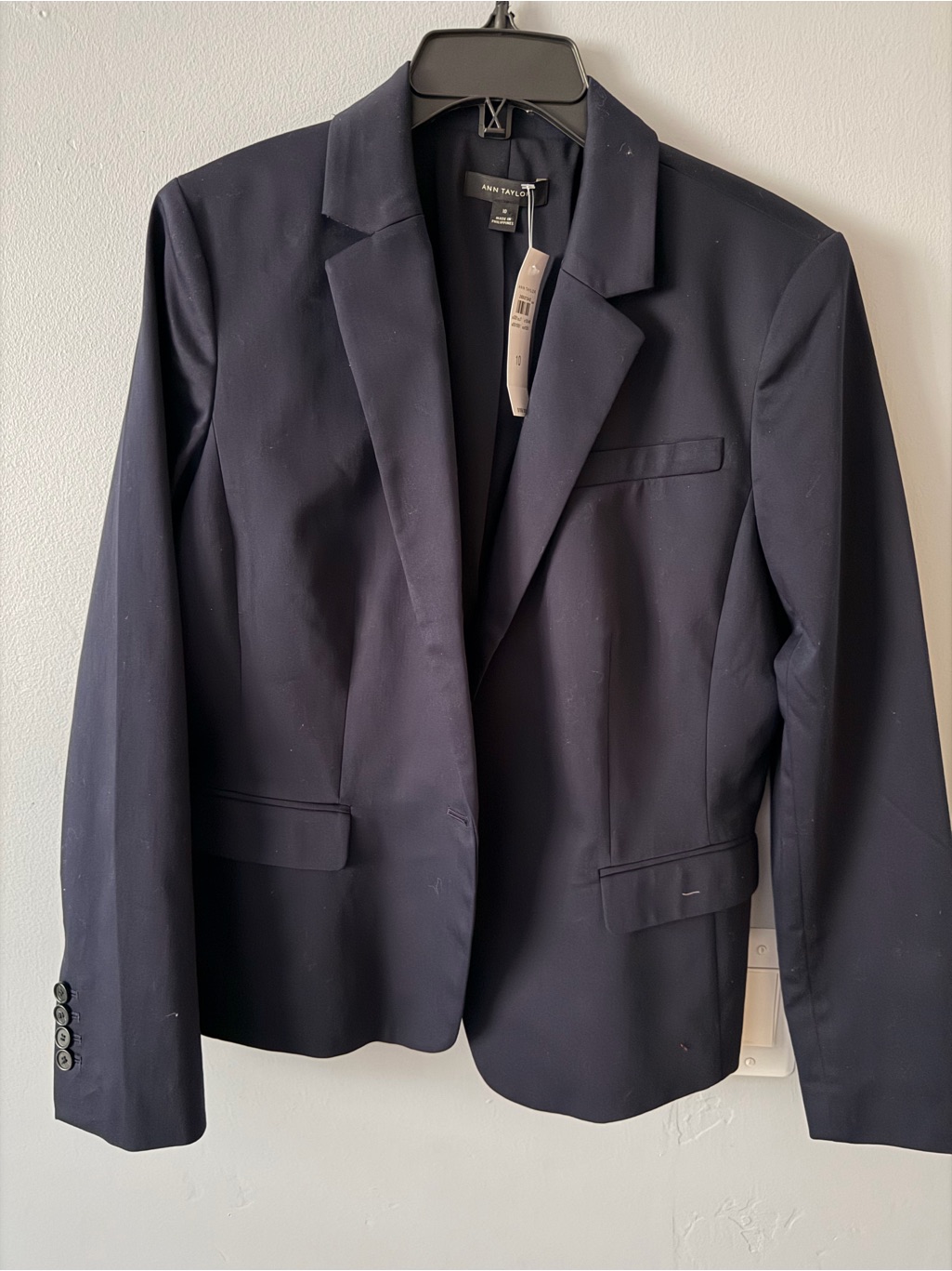 #002ann Taylor Dark Navy Single-Button Tailored Blazer